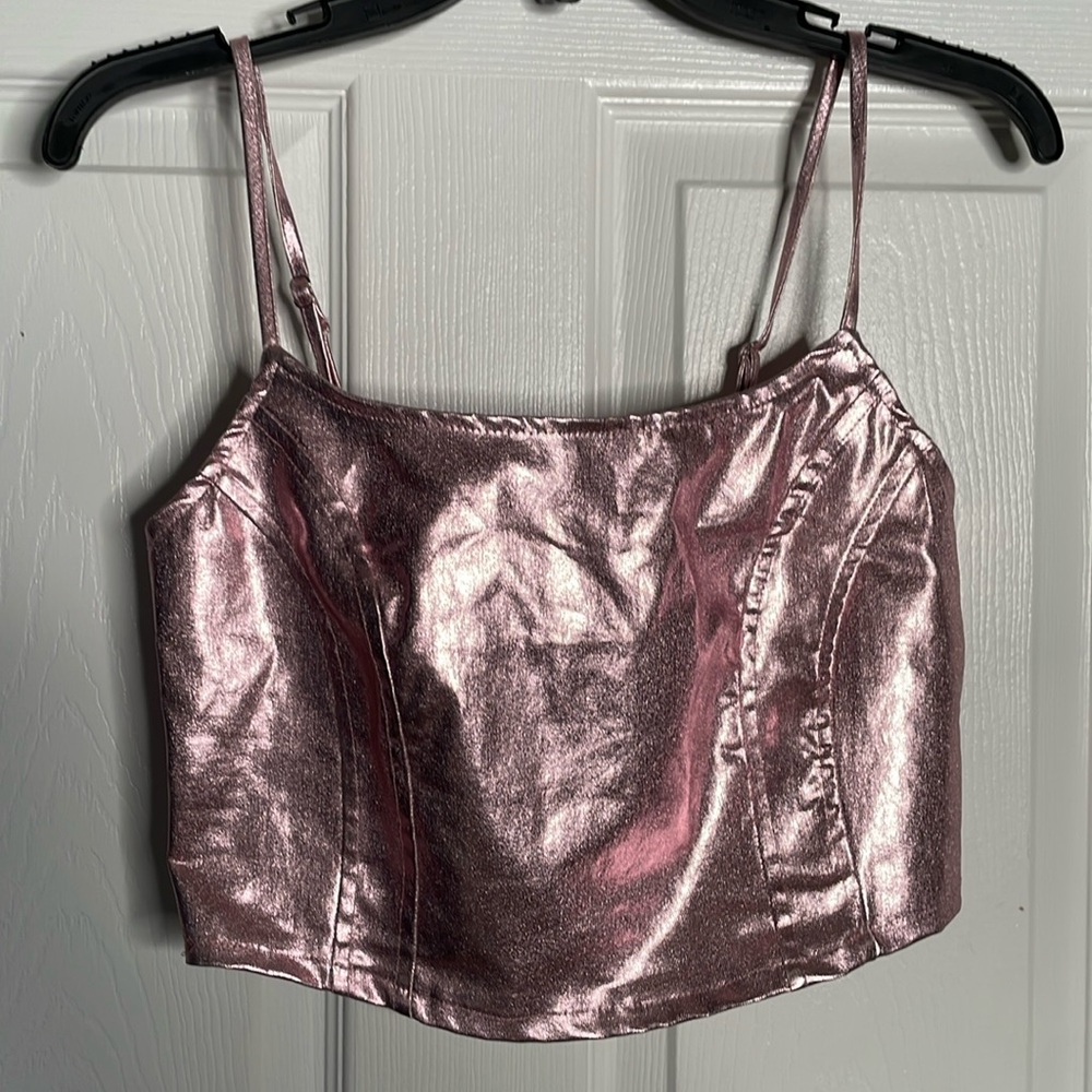 NWT Balboa metallic spaghetti strap crop top